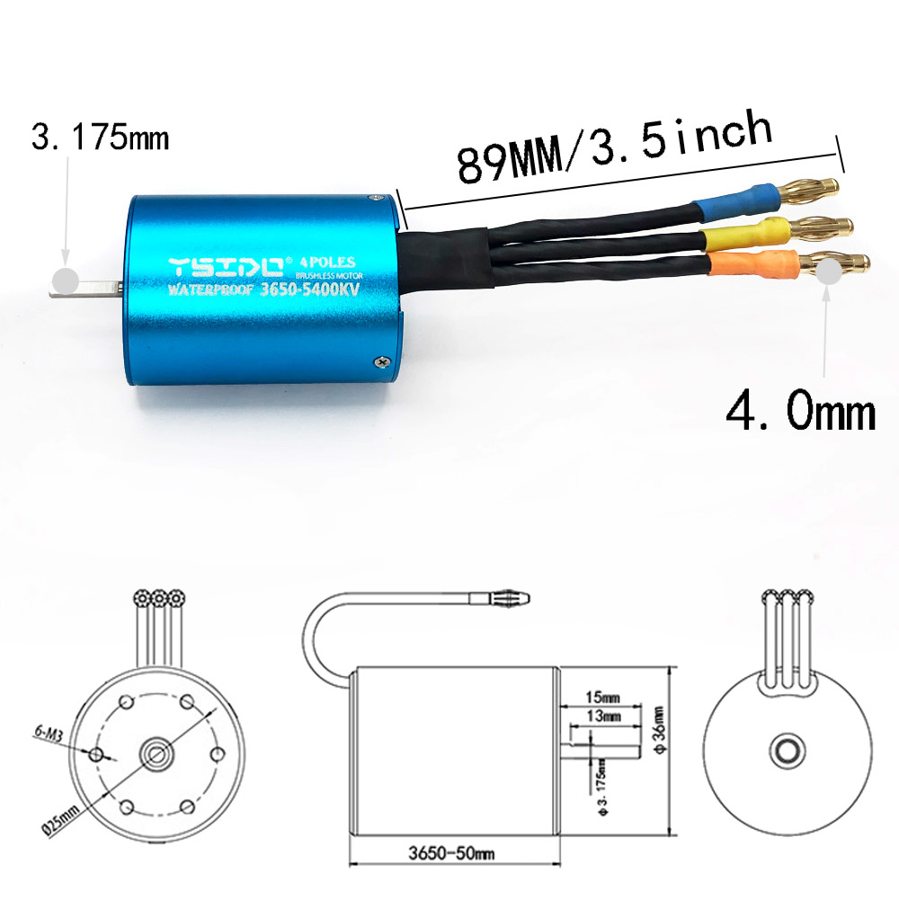 YSIDO 3650 3600KV 5400KV 9500K - Brushless Motor 3650 ulasan dan harga